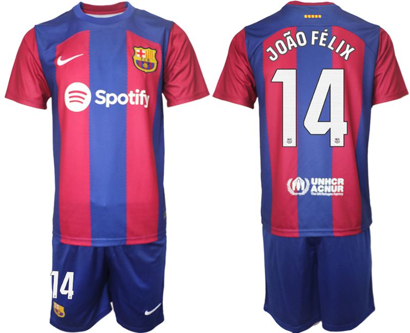 Men 2023-2024 Club Barcelona home red 14 Soccer Jersey